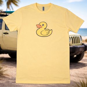 Single large yellow duck color wave on a banana tee.