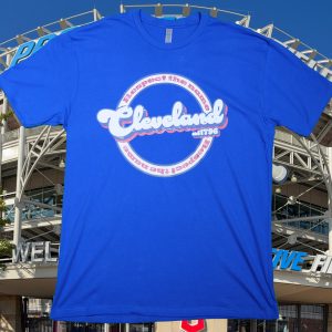 Respect the name Cleveland 1796 distressed graphic tee, in Royal Blue