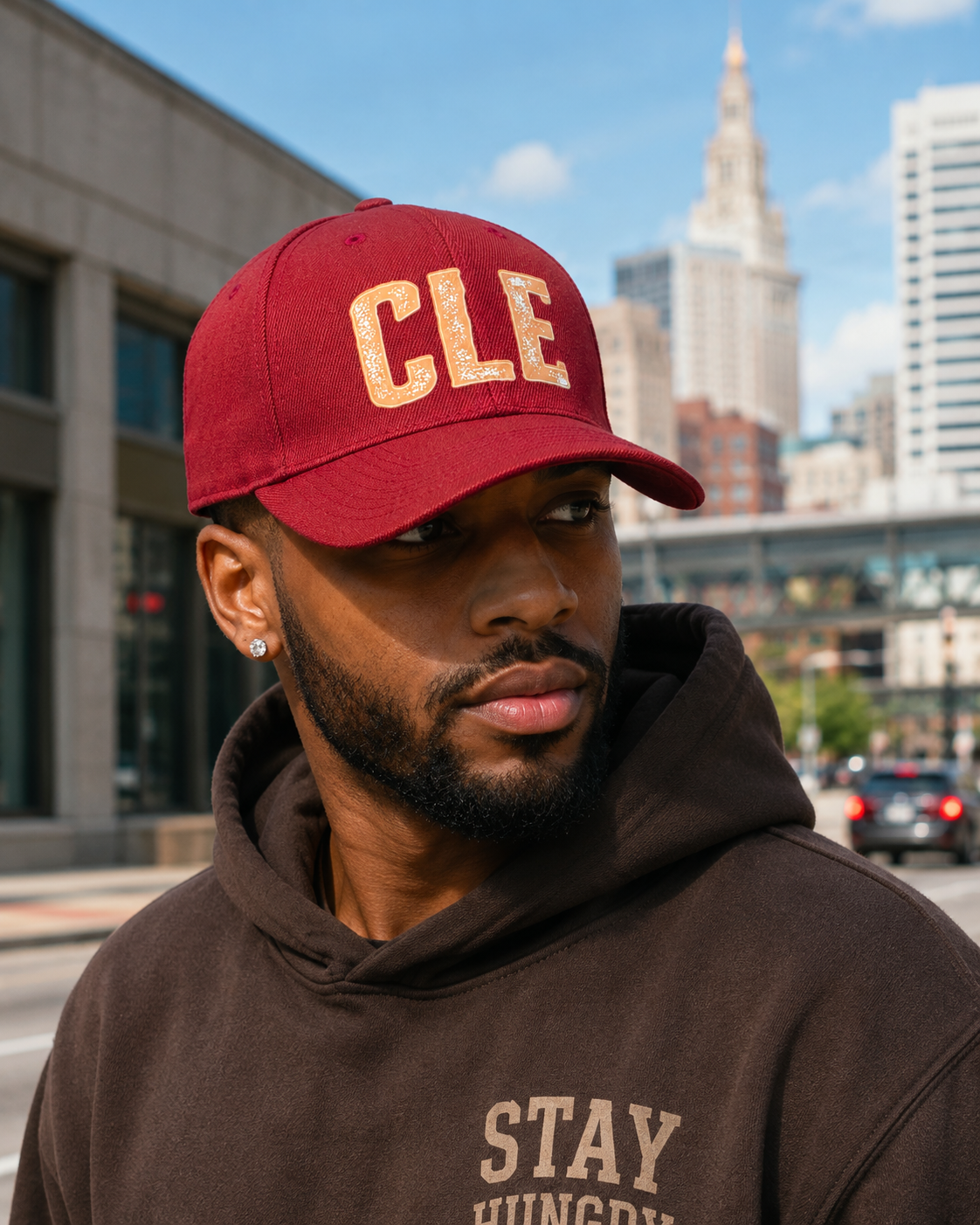 CLE vintage look in Cavs colors